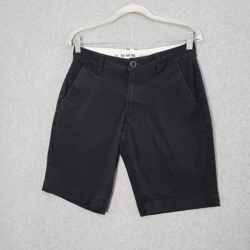 Fox Racing Men Shorts 28 Black Chino Straight Stretch Pockets 10" Inseam
